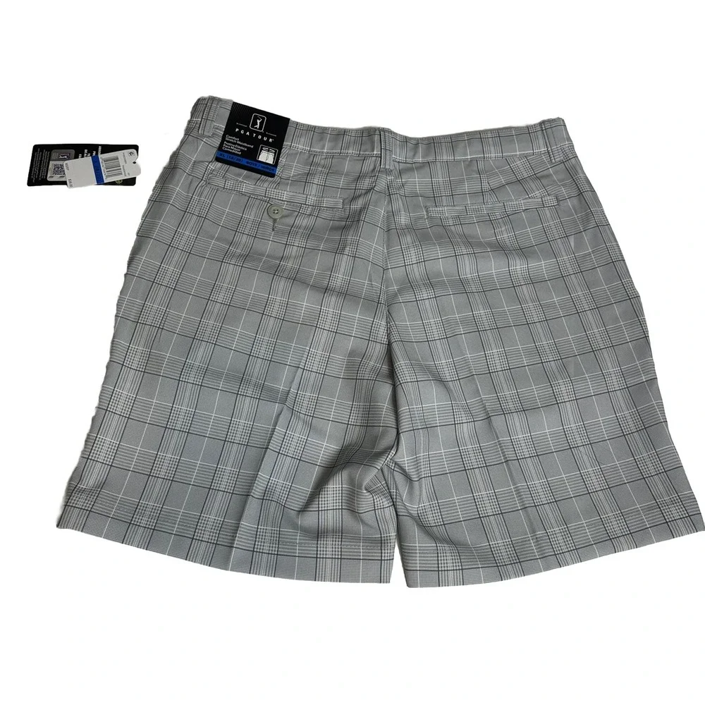 PGA TOUR Boys' Flat Front Printed Golf Short, Bright White, XL (18-20)‎
